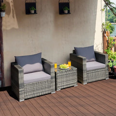 GOFLAME 3-Piece Wicker Patio Set – All-Weather Rattan Sofa & Table