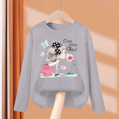 Girls’ Long-Sleeve Cotton T-Shirt – Fun Printed Spring Top