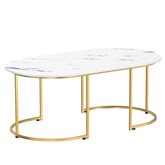 Modern Marble-Effect Coffee Table – Stylish Sofa Side Table for Living Room
