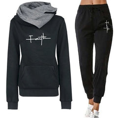 Women's Casual Tracksuit – 2-Piece Hooded Sweatshirt & Joggers Set