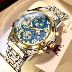 OLEVS Gold Skeleton Luxury Watch