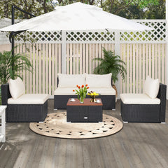 GOFLAME 5-Piece PE Wicker Patio Set – Outdoor Conversation & Dining Set