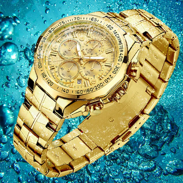 WWOOR Luxury Gold Chronograph Men's Watch, image 2