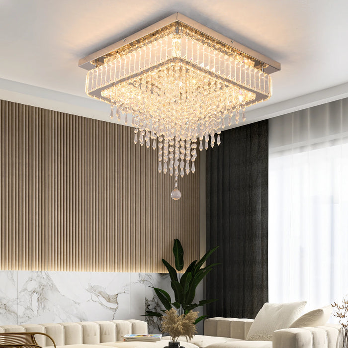 Modern Luxury Crystal LED Chandelier, Elegant Raindrop Pendant Light