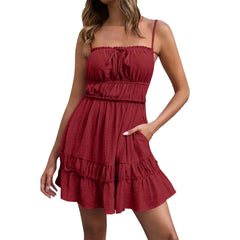 Sunset Ruffle Spaghetti Dress