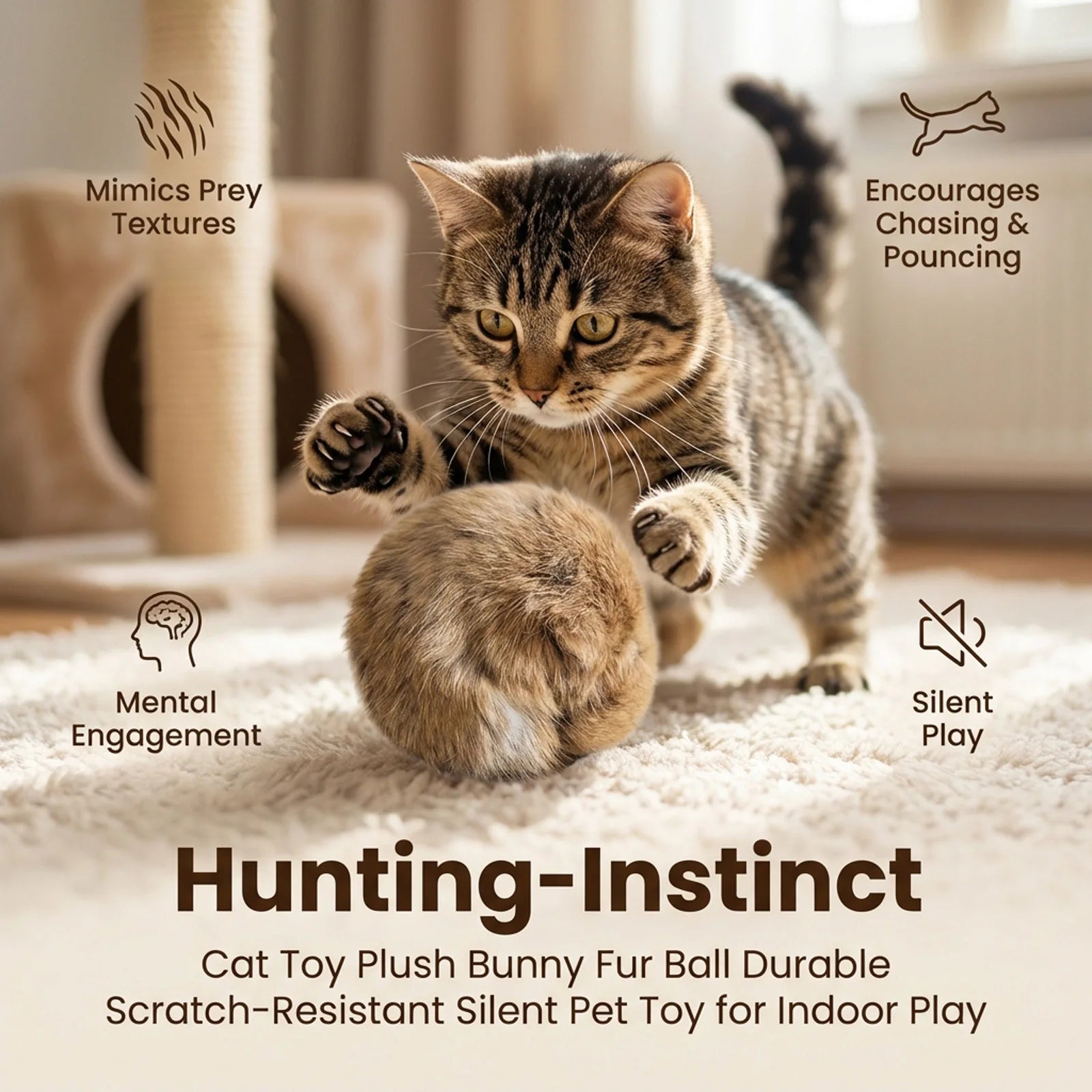 Faux Fur Pom Pom Cat Balls with Catnip