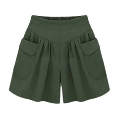 Women's Wide-Leg Casual Shorts – High Waist Loose Fit with Pockets
