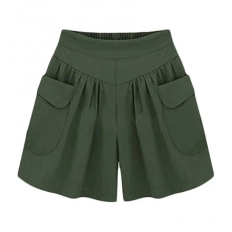 Women's Wide-Leg Casual Shorts – High Waist Loose Fit with Pockets