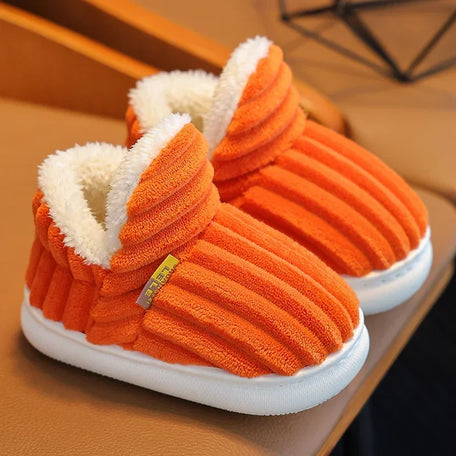 Kids' Striped Plush Slippers