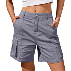 Women's Vintage Cargo Shorts – Low Waist Casual Summer Shorts with Pockets