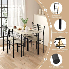GOFLAME 5-Piece Dining Table Set – Counter Height Table with 4 Chairs