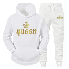 King & Queen Couple Tracksuit – Matching Hoodie & Joggers Set