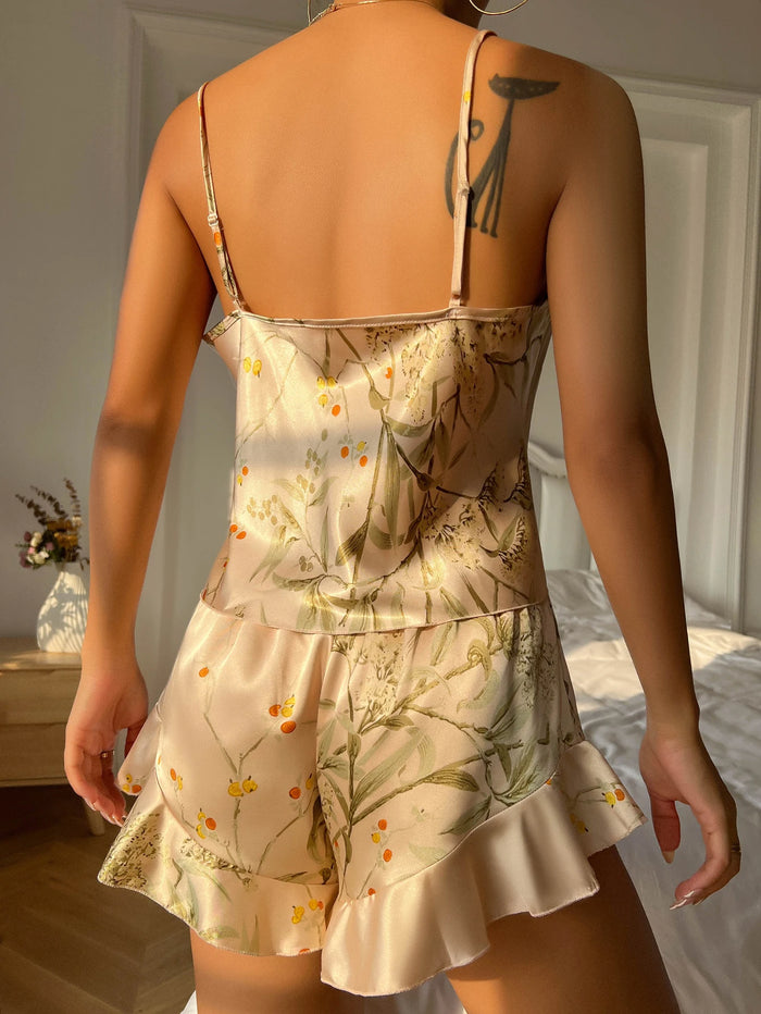 Floral Cami & Ruffle Shorts Pyjama Set, image 2