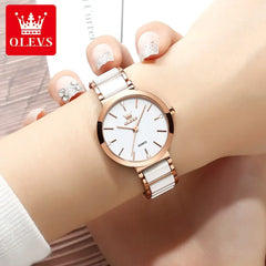 OLEVS Luxury Rose Gold Women's Ceramic Watch