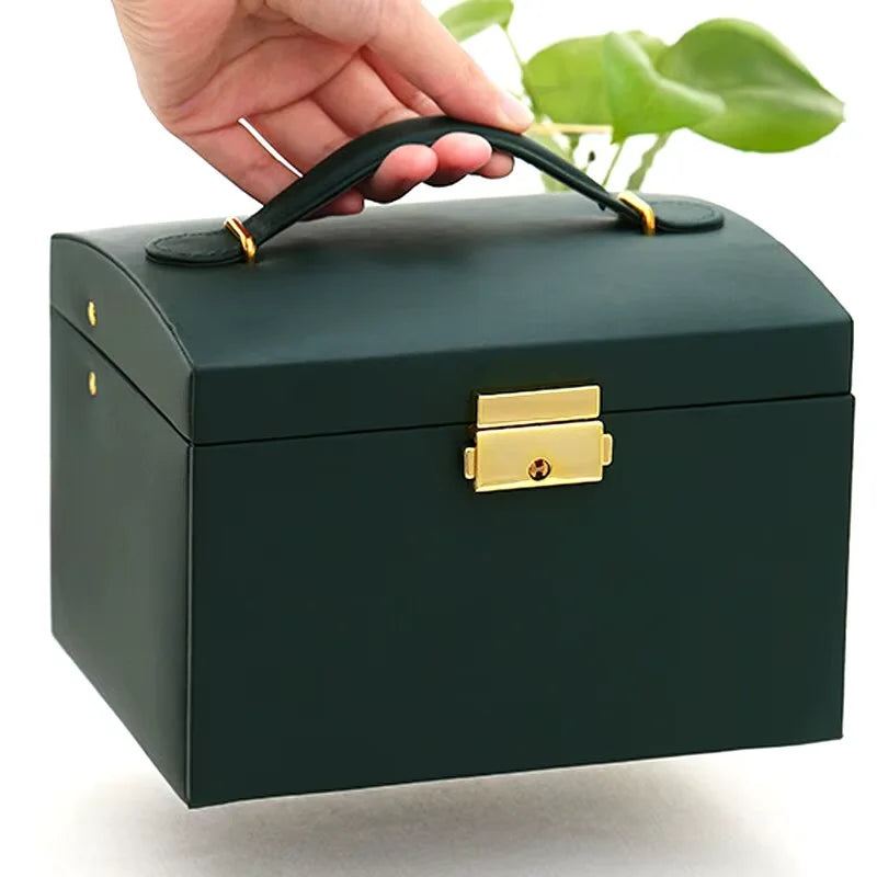 Three Tier Jewellery Box with Drawers, Faux Leather