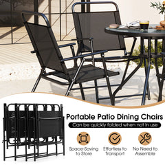 GOFLAME 6-Piece Outdoor Dining Set – Folding Chairs & Round Glass Table