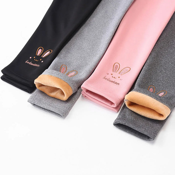 Girls' Fleece Lined Bunny Leggings, alternative view
