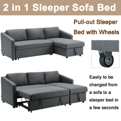 Dark Grey 3-Seater Corner Sofa Bed – L-Shaped Sofa with Storage