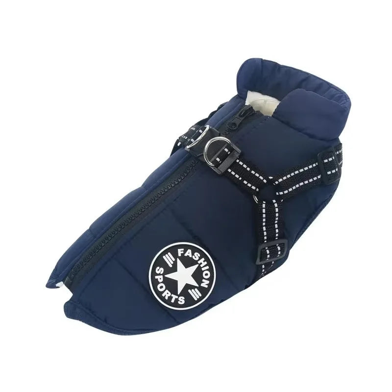 Waterproof Dog Coat with Built-In Harness, S to 4XL