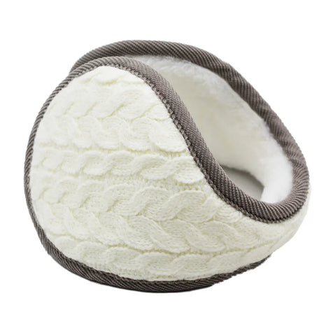 Behind-the-head knitted earmuffs, Cream