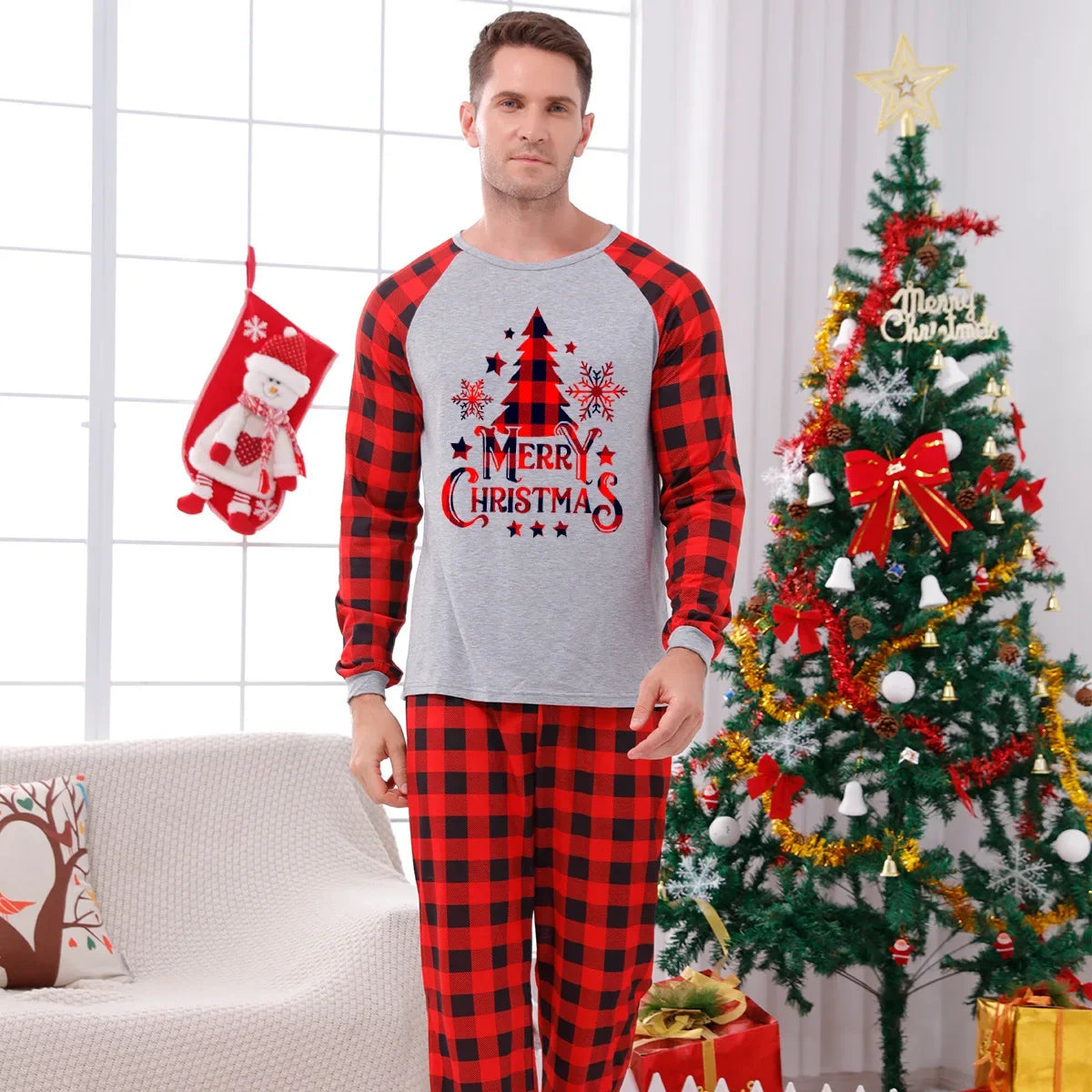 Festive Plaid Family Christmas Pyjama Set