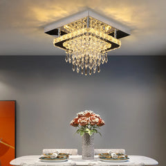 Minimalist Square Crystal LED Ceiling Light – Modern Flush Mount Chandelier