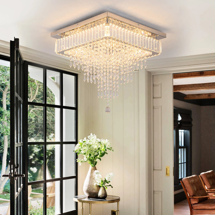 Modern Luxury Crystal LED Chandelier, Elegant Raindrop Pendant Light, image 2