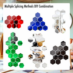 Hexagon Acrylic Mirror Wall Stickers – Self-Adhesive Decorative Tiles