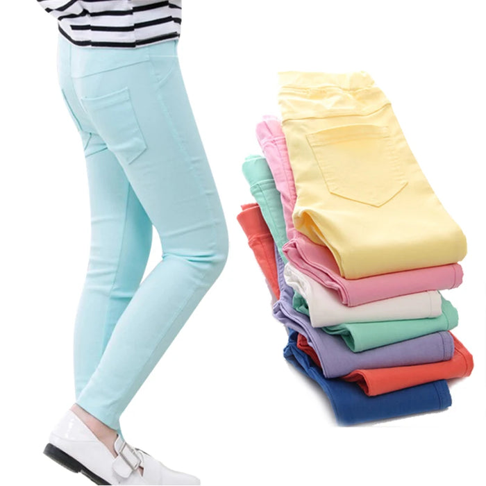 MiniFlex Girls’ Slim Fit Jeggings, Comfy Stretch Denim Look Leggings (Ages 3, 12)