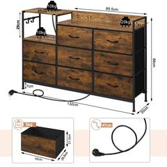 8-Drawer Storage Cabinet – Organiser with Charging Station & Hooks