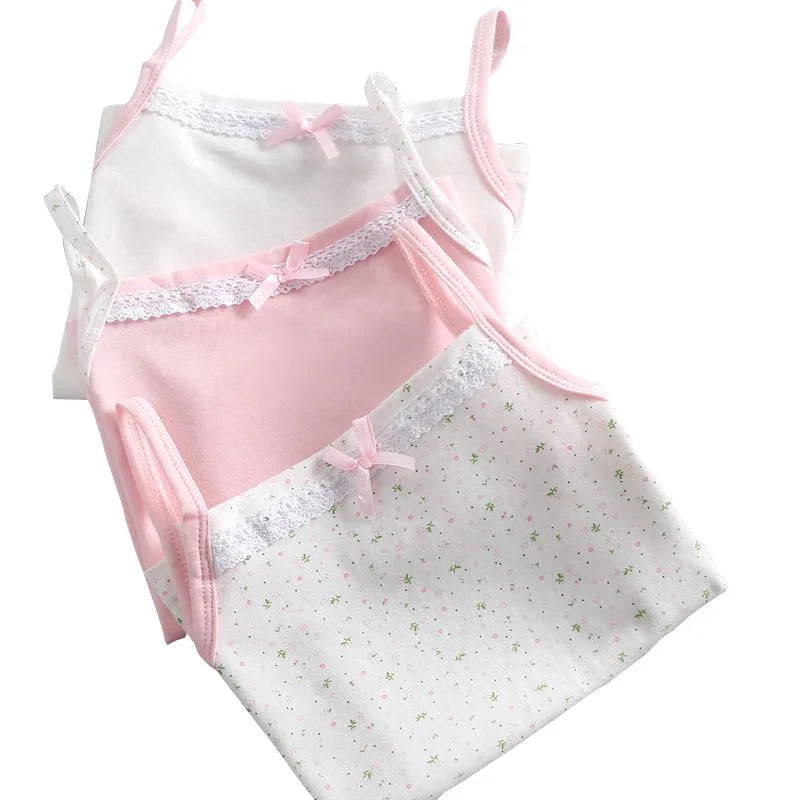 Girls' Cotton Vest Tops, Pack of 3
