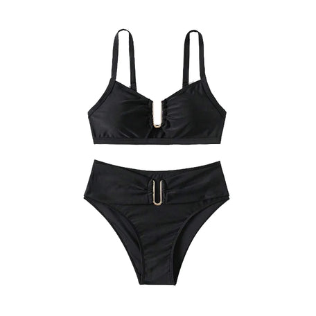 Push-Up High Waist Bikini Set – Elegant Backless Two-Piece Swimsuit for Women