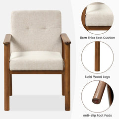 GOFLAME Modern Linen Accent Chair – Upholstered Armchair with Wooden Legs