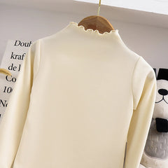 Girls' Frilled Turtleneck Long-Sleeve Top – Soft & Stylish