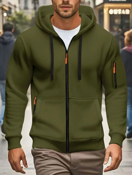 Zippered Warmth Men's Casual Hoodie Jacket
