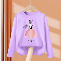 Girls’ Long-Sleeve Cotton T-Shirt – Fun Printed Spring Top