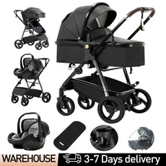 3-in-1 Luxurious Baby Stroller – High Landscape Travel Pram with Baby Carrier