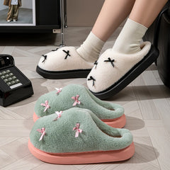 Women's Fluffy Bow Slippers