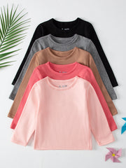 Kids’ Soft Long-Sleeve Base Layer – 5-Pack Essential Tees