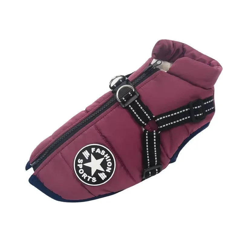 Waterproof Dog Coat with Built-In Harness, S to 4XL