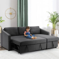 Dark Grey 3-Seater Corner Sofa Bed – L-Shaped Sofa with Storage