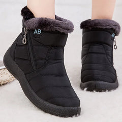 Women's Faux Fur Trim Low Heel Ankle Boots