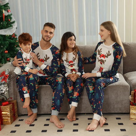 Festive Family Christmas Pyjamas Set - Cosy Elk Design