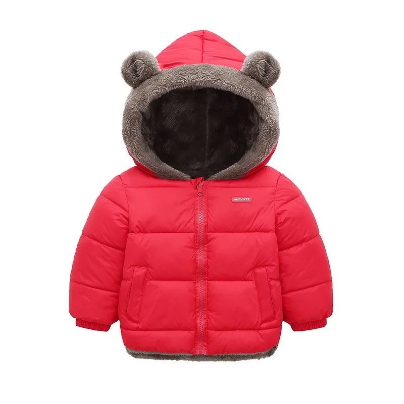 Kids' Fleece Lined Puffer Jacket with Bear Ears