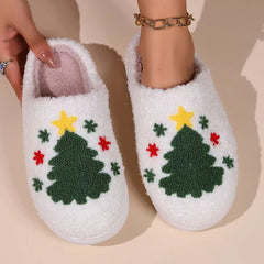 Rainbow Plush Smiling Peach Heart Winter Slippers
