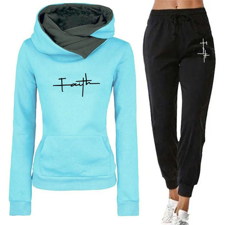 Women's Casual Tracksuit – 2-Piece Hooded Sweatshirt & Joggers Set