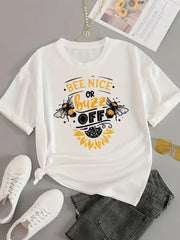 Love Letter Print Graphic T-Shirt – Casual Short Sleeve Women’s Tee