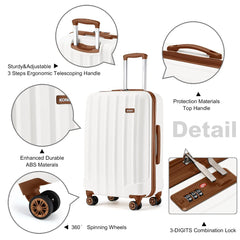 Kono 3-Piece ABS Hard Shell Luggage Set – Lightweight with 360° Spinner Wheels