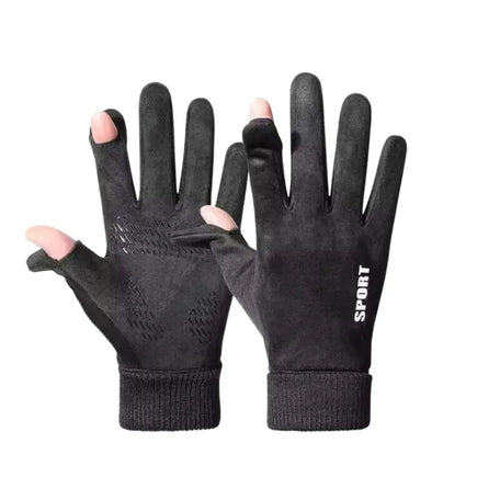 Men's touchscreen faux suede gloves, Black