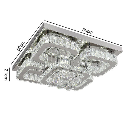 KOMORE Modern Crystal LED Flush Mount Ceiling Light – 68W, Dimmable, Cool White